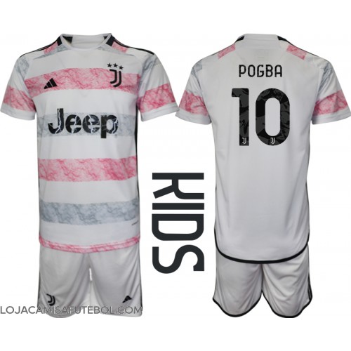 Camisa de Futebol Juventus Paul Pogba #10 Equipamento Secundário Infantil 2023-24 Manga Curta (+ Calças curtas)